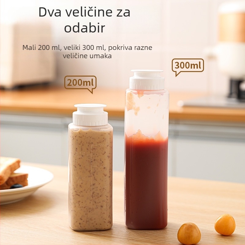 Staklenka za umake s poklopcem i vizualnom mernom skalom, nepropusni dozator omaka