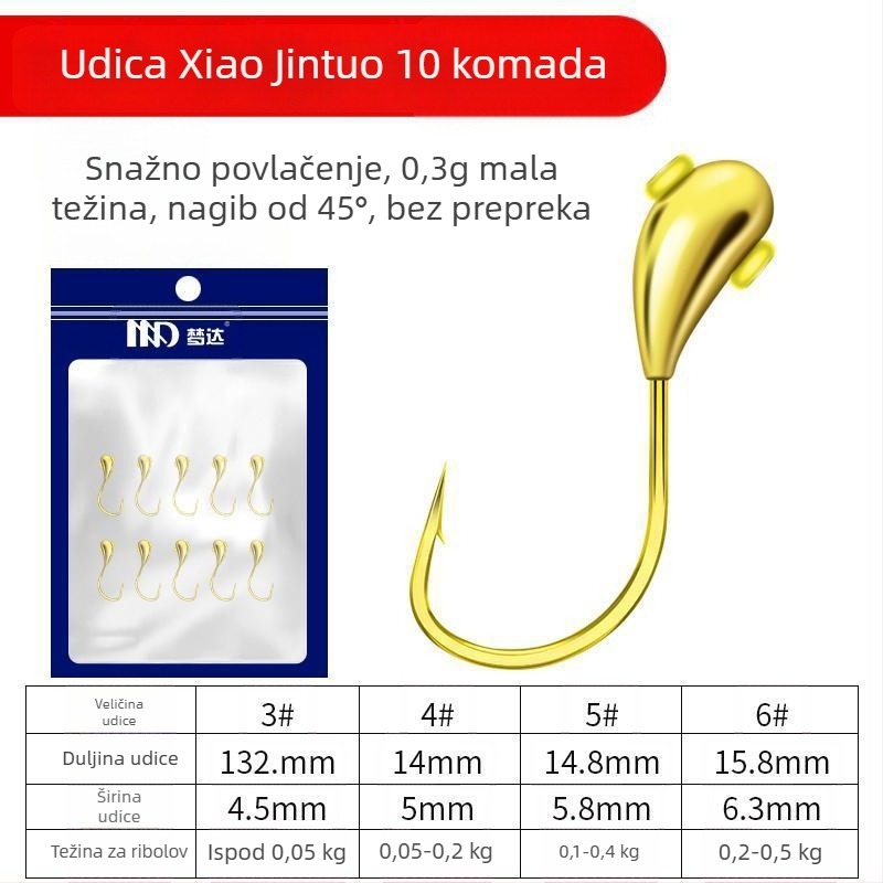 Kuka za ribolov s olovnom glavom i bakrenom glavom, 45° nagiba prema gore, tradicionalni riječni i šaranski ribolov, veličina 3