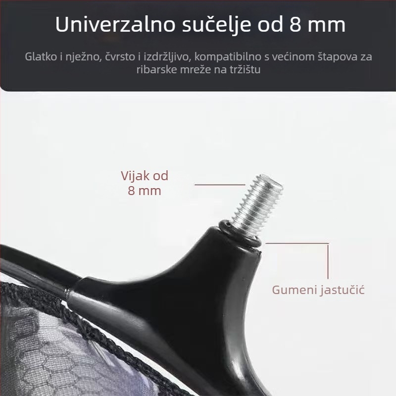 Glava mreže za lov aluminijskom legurom s integriranim prstenom — anti-hook dizajn, natjecateljski mušičarski ribolov