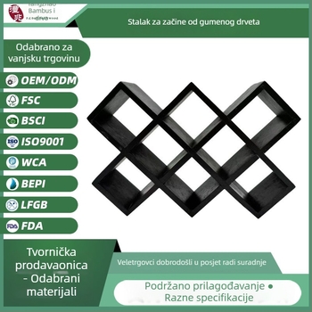 Drveni organizator za kuhinju od kaučuk drveta za začine i čaše
