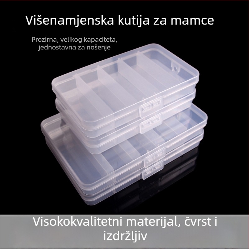 Petodjelna prozirna plastična kutija za mamce i udice za ribolov