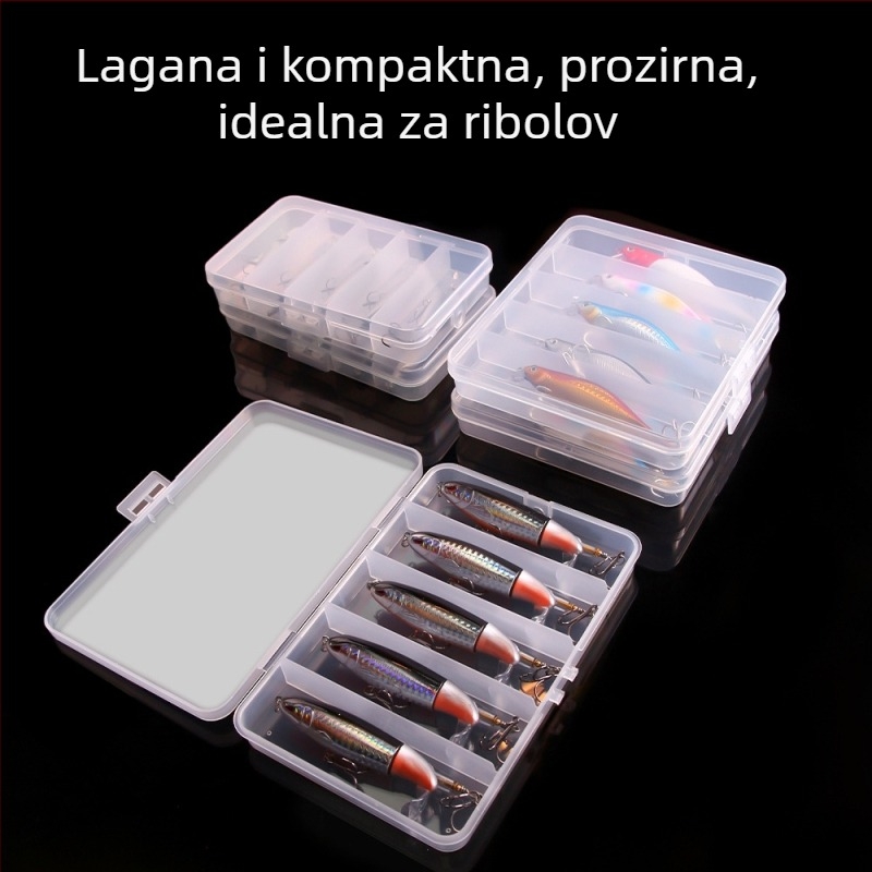 Petodjelna prozirna plastična kutija za mamce i udice za ribolov