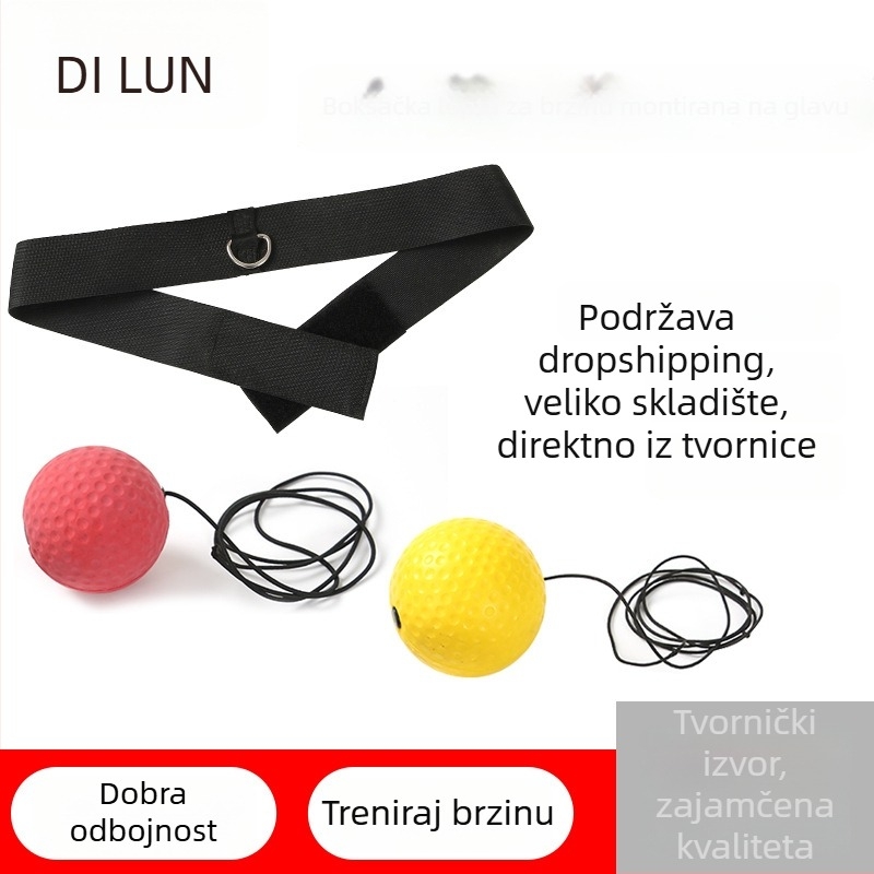 Boxerska lopta za reakciju s nosačem na glavu, prilagodljiva PU pjena lopta – gumena lopta za trening i fitness, brzinska lopta