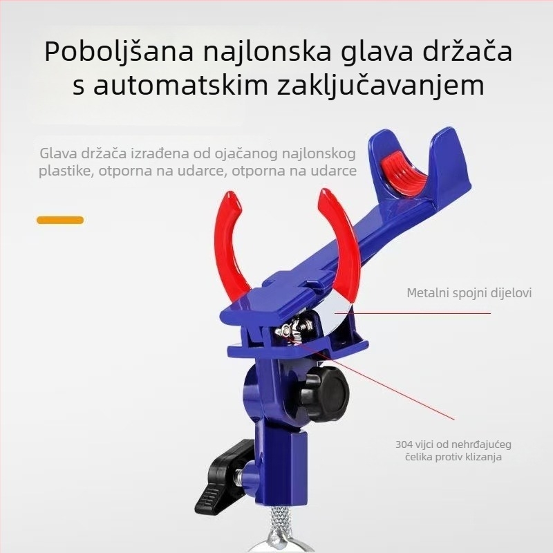 Držač za ribolovne štapove sa sustavom automatskog zaključavanja, univerzalni zemni držač