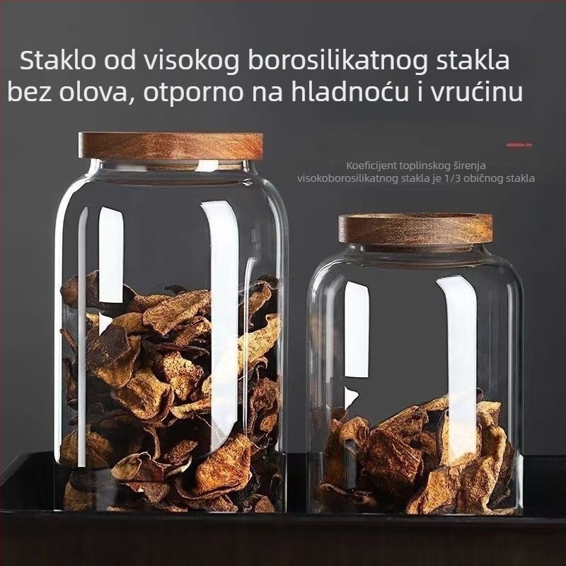 Staklena posuda sa zatvaračem, velikog kapaciteta, otporna na vlagu za skladištenje žitarica