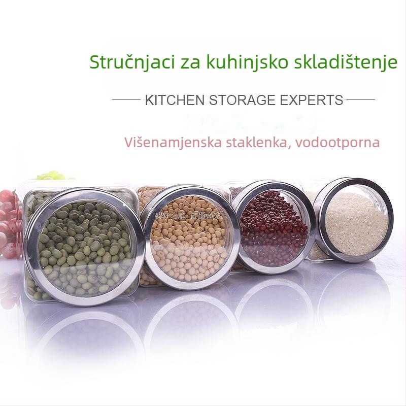 Staklena posuda za skladištenje hrane s poklopcem, velikog kapaciteta, posuda za šećer, čaj i set za skladištenje žitarica