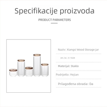 Drvena posuda od akacije s borosilikatnim staklom, zatvoreni kuhinjski spremnik za žitarice i suhe korice mandarine, bez olova