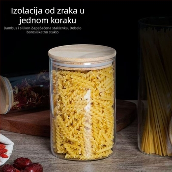 Okrugla posuda od borosilikatnog stakla, velika kapaciteta za skladištenje, otporna na vlagu i s poklopcem za čaj