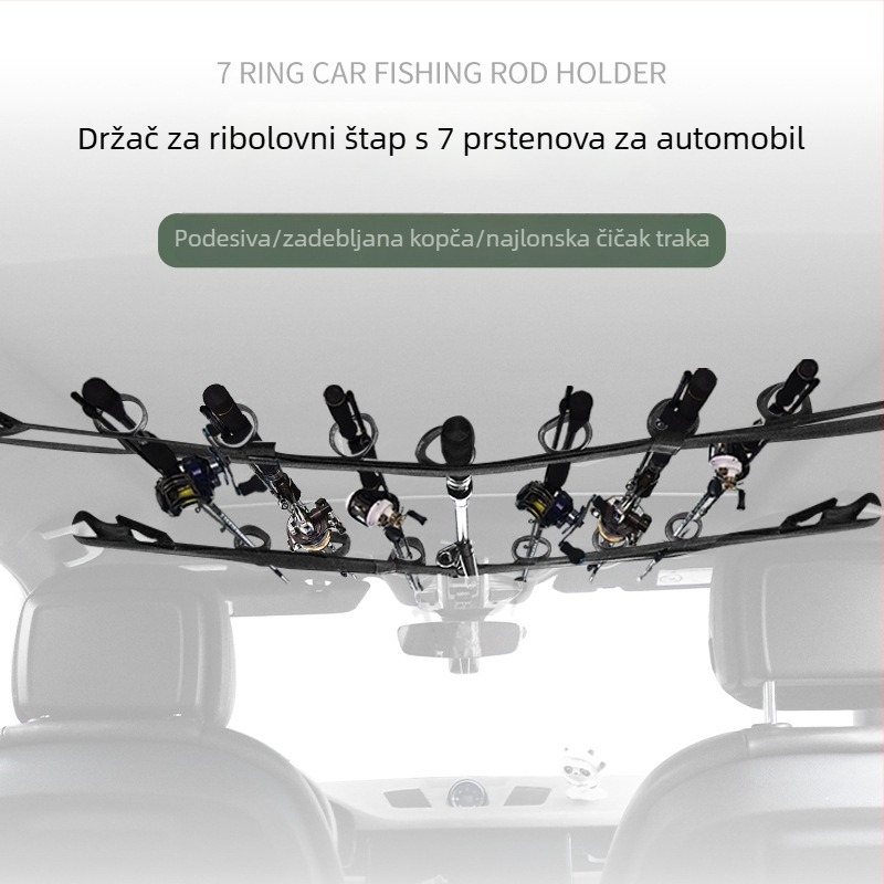 Mamba držač za ribolovne štapove u automobilu sa sedam prstena — najlonska traka za pričvršćivanje
