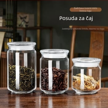 Mali stakleni posuda za čaj i žitarice, proziran spremnik za pohranu s poklopcem, visoke prehrambene kvalitete