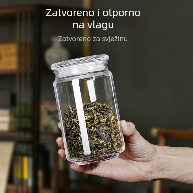 Mali stakleni posuda za čaj i žitarice, proziran spremnik za pohranu s poklopcem, visoke prehrambene kvalitete