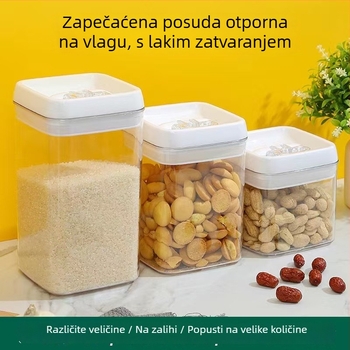 Plastična posuda s lako zatvaračem za žitarice, kuhinjski spremnik za sušenu koru citrusa i rezance