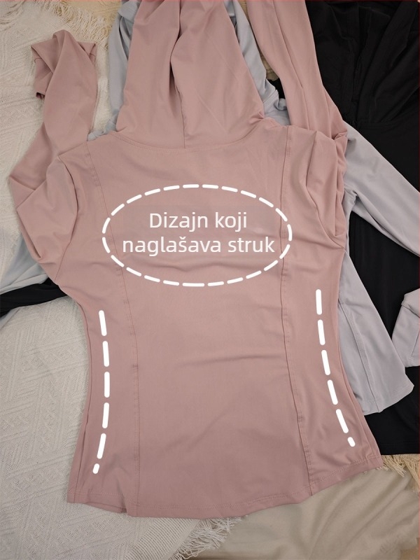 Ženska ljetna jakna za zaštitu od sunca, uskog kroja, prozračna, brzo suši, za jogu