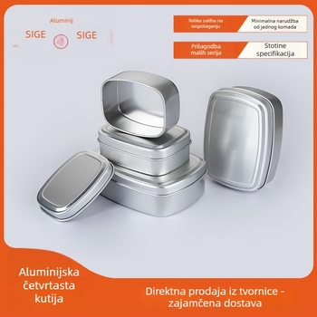 Pravokutni aluminijski spremnik za DIY aromaterapijske svijeće, zatvoren metalni prazan spremnik