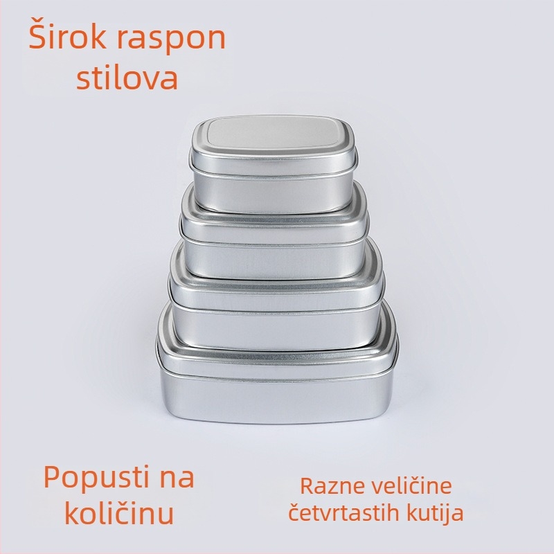 Pravokutni aluminijski spremnik za DIY aromaterapijske svijeće, zatvoren metalni prazan spremnik