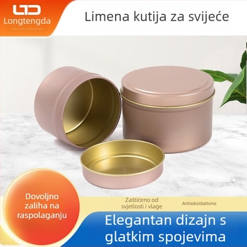 Okrugla zatvorena metalna posuda za aromatične svijeće, mat završetak, poklon kutija