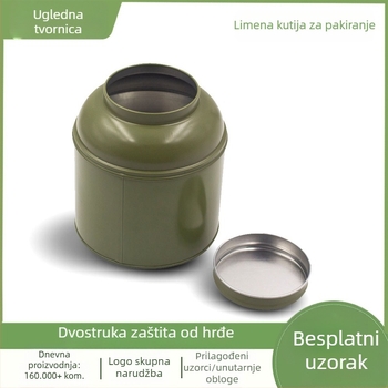 Okrugla zatvorena limenka za čaj, metalna kutija za listove čaja, retro jednobojni dizajn