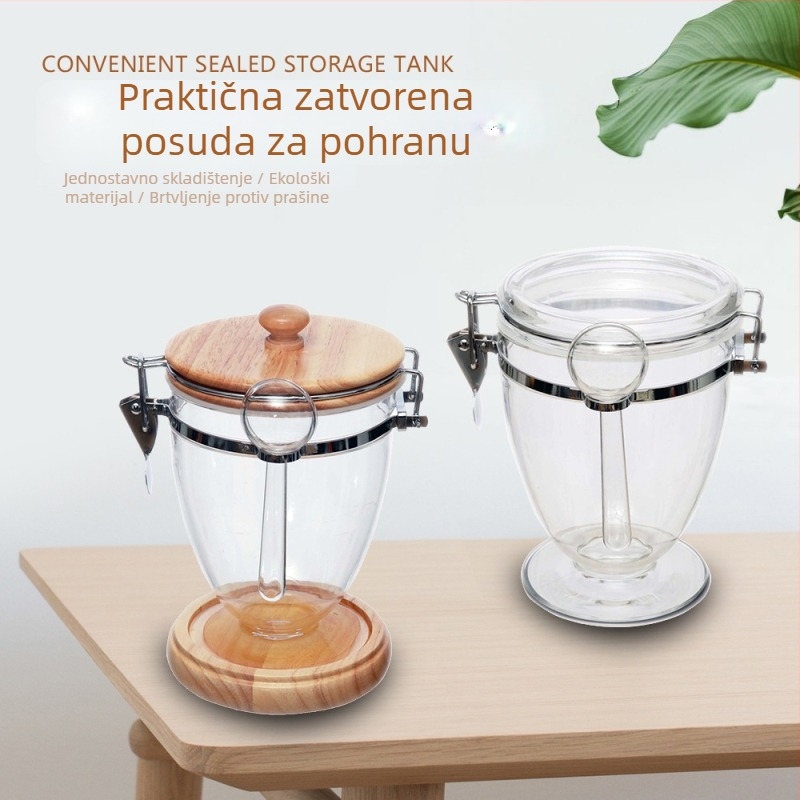 Kinder akrilni spremnik za kavu, proziran, otporn na vlagu, suvremenog minimalističkog dizajna