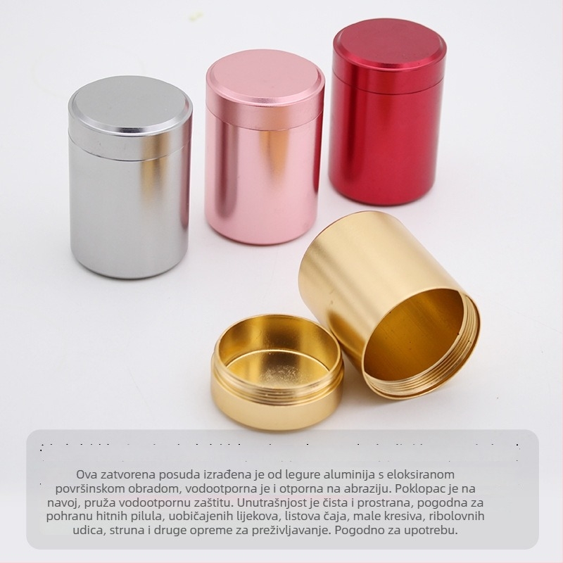 Prijenosna aluminijska posuda za čaj i lijekove, višenamjenski zatvoreni metalni spremnik
