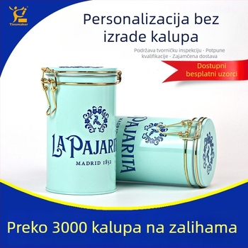 Prilagodljiva metalna kutija za čaj s okruglim poklopom, limena kutija za zrna kave ili mljevenu kavu