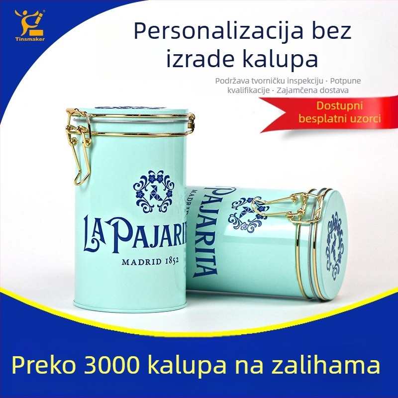 Prilagodljiva metalna kutija za čaj s okruglim poklopom, limena kutija za zrna kave ili mljevenu kavu