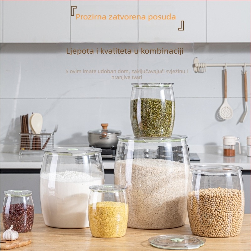 Okružni spremnik s brtvom za čuvanje orašastih plodova, žitarica, čaja, sušenog voća, biljaka i kore mandarine, 4.1–5 L, PET