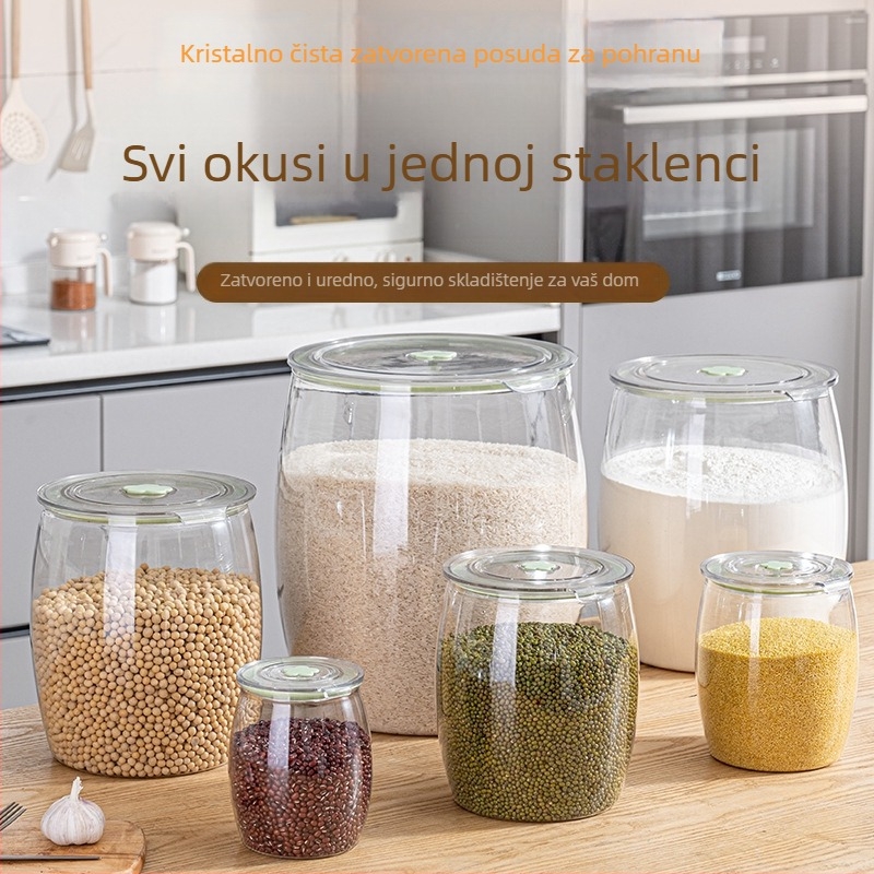 Okružni spremnik s brtvom za čuvanje orašastih plodova, žitarica, čaja, sušenog voća, biljaka i kore mandarine, 4.1–5 L, PET