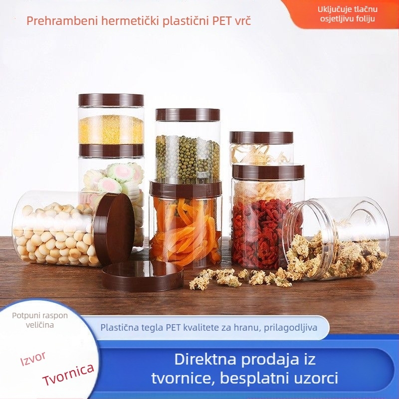 65 mm širokog otvora plastična PET posuda, prozirna, za čaj i orašaste plodove