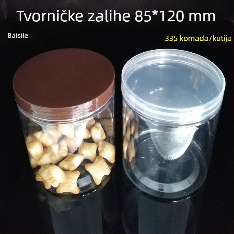 85×120 PET plastična staklenka s poklopcem, za pakiranje čaja, orašastih plodova, suhog voća i čokolade, kapacitet 550 ml