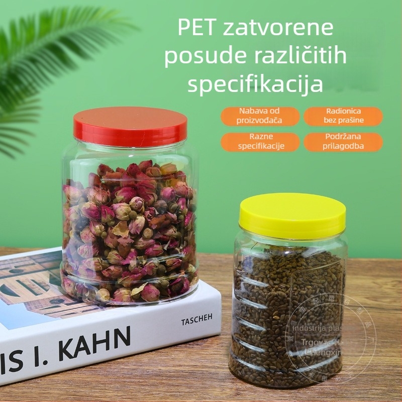 Prilagođeni prozirni spremnik za hranu – žitarice, suhe namirnice, orašasti plodovi i kolači, velika kapaciteta, PET zatvoreni spremnik