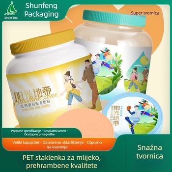 Prozirna zatvoren plastična posuda s širokim otvorom, velikog kapaciteta, za mlijeko u prahu, orašaste plodove i grickalice, s poklopcem