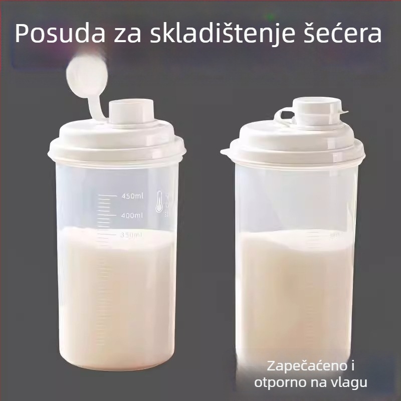 Spremnik za skladištenje bijelog šećera, prehrambene kvalitete, zatvoren, otporan na vlagu, kuhinjska posuda za brašno i škrob