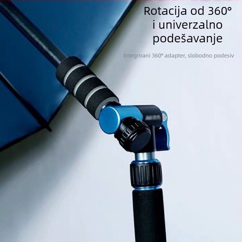 Huashi Zhanlu ribarski kišobran, dvostruko slojevita crna prevlaka, vanjski ribarski kišobran, zaštita od sunca i kiše, ojačan, velik, 2.2–2.4 m