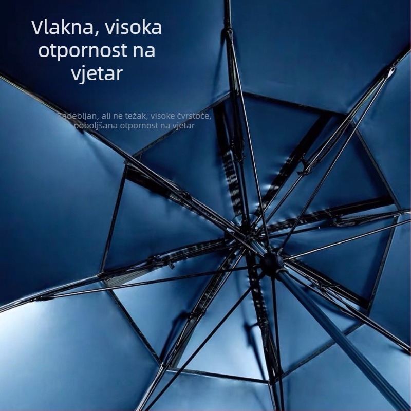 Huashi Zhanlu ribarski kišobran, dvostruko slojevita crna prevlaka, vanjski ribarski kišobran, zaštita od sunca i kiše, ojačan, velik, 2.2–2.4 m