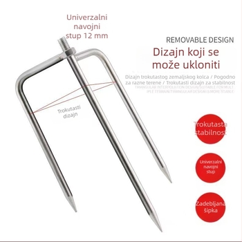 Univerzalni vijčani zemljani kolac za ribolovni kišobran uz nastavak vilice