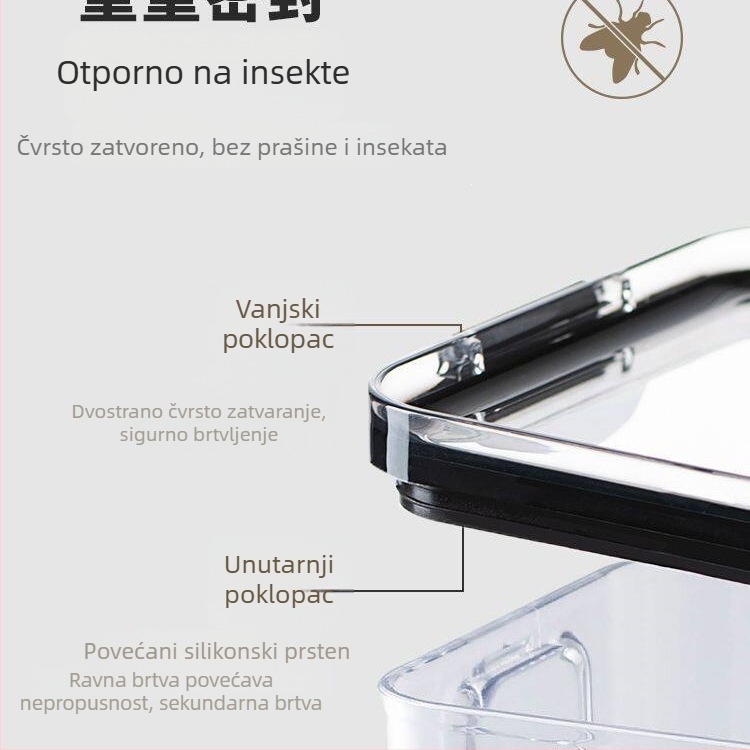 Zatvoreni spremnik za žitarice i čaj, prozirni plastični spremnik za kuhinjsko skladištenje suhih namirnica