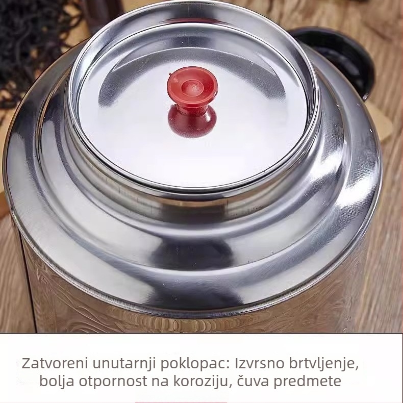 Čajna posuda od nehrđajućeg čelika, velika zapremina, čuva svježinu, za kućnu upotrebu, prijenosna, s čvrstim poklopcem