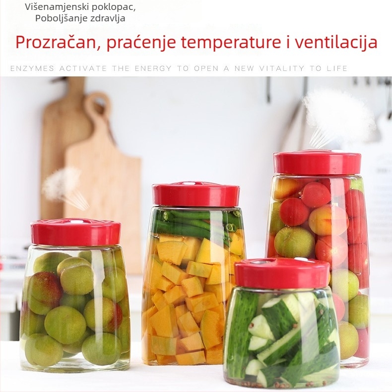 Staklena posuda za fermentaciju sa zatvorenim poklopcem i automatskim ventiliranjem, enzimska fermentacija, 300 ml