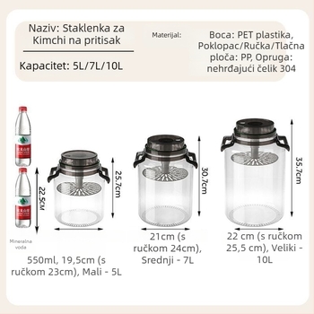 Zatvoreni plastični posuda za kiselo povrće s ručkom, prehrambene kvalitete, spremnik za pohranu