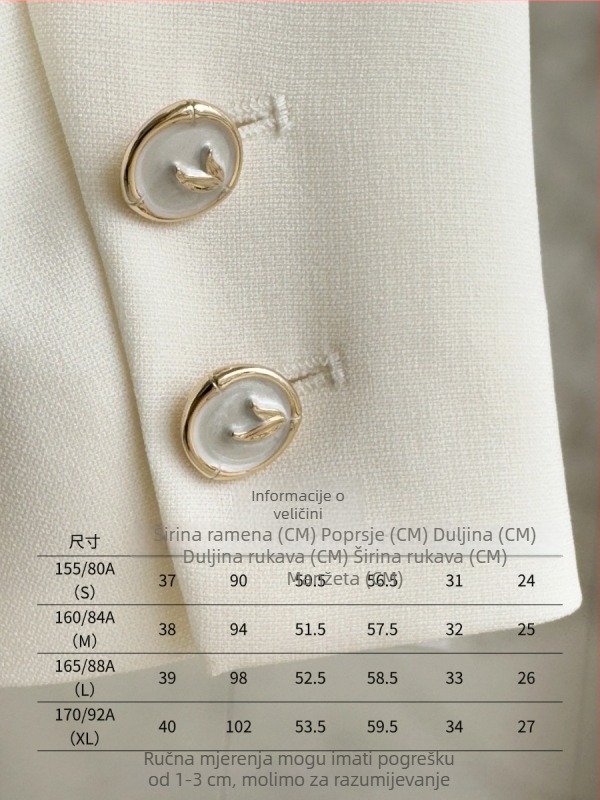 2026. proljeće ženski blejzer od acetata, elegantan i sofisticiran, kratkog kroja