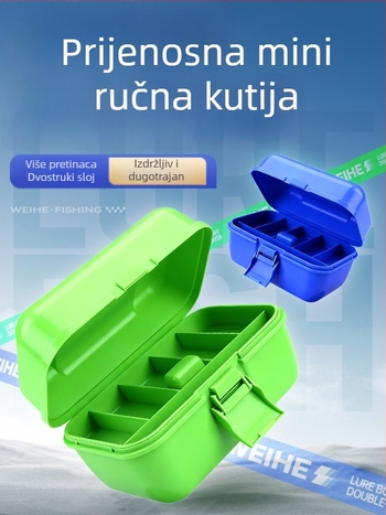 Weihe Sports Mini prijenosna kutija za opremu za ribolov, kutija za sitne dijelove, dvostruki odjeljak za pohranu, PP materijal