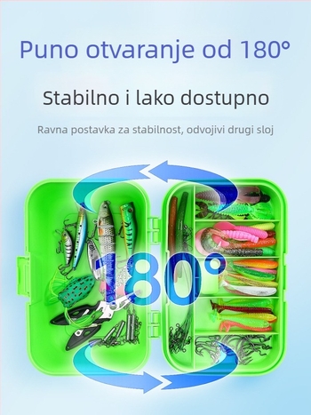 Weihe Sports Mini prijenosna kutija za opremu za ribolov, kutija za sitne dijelove, dvostruki odjeljak za pohranu, PP materijal