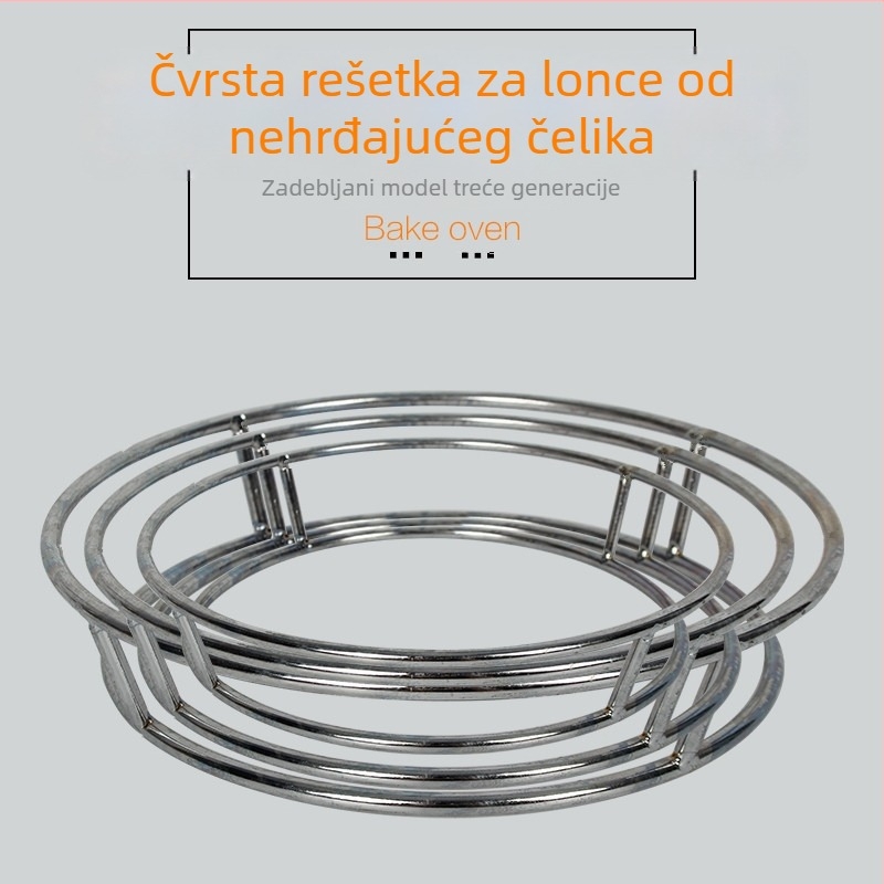 Ne-magnetski čelični wok stalak s izolacijskim prstenom, čvrsti kružni cijevni kuhinjski stalak