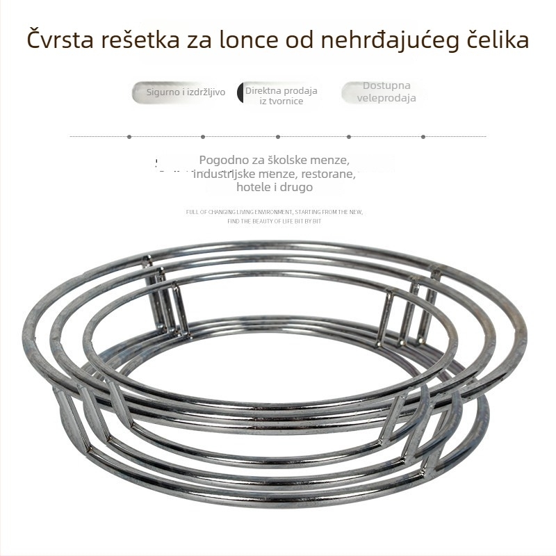 Ne-magnetski čelični wok stalak s izolacijskim prstenom, čvrsti kružni cijevni kuhinjski stalak
