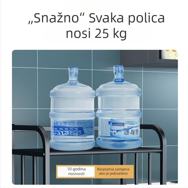Kuhinjski regal od karbonskog čelika s tri etaže i zaobljenim kutovima