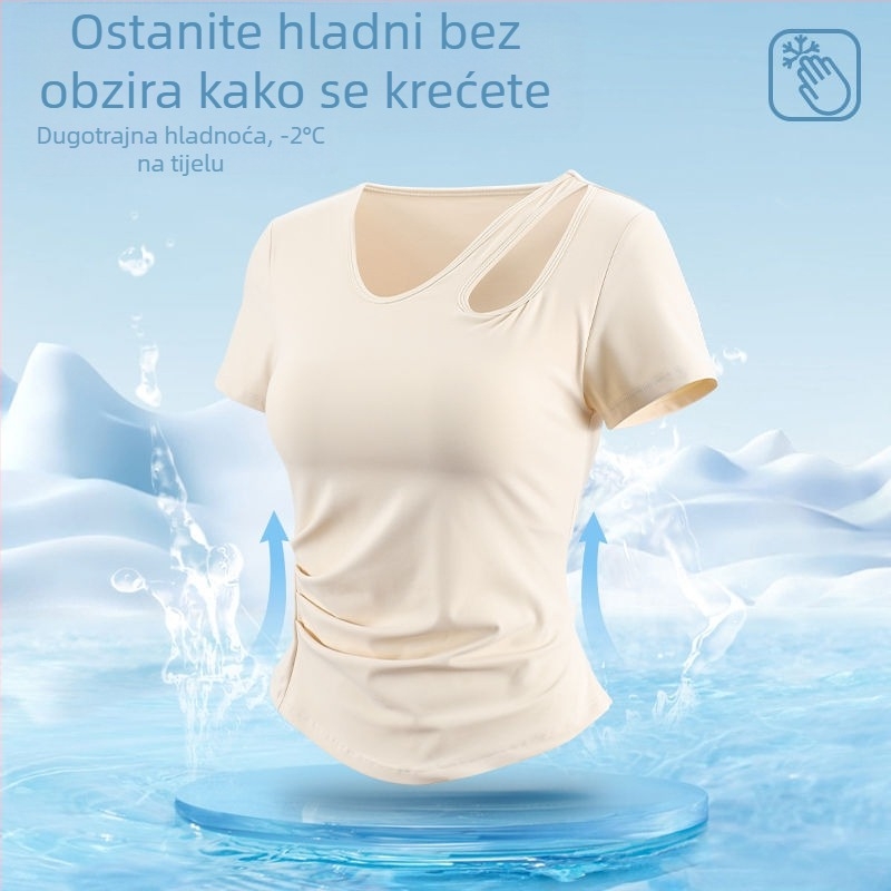 2025 nova ženska odjeća za jogu, uski kroj, kratki rukavi, T-shirt za trčanje i fitness