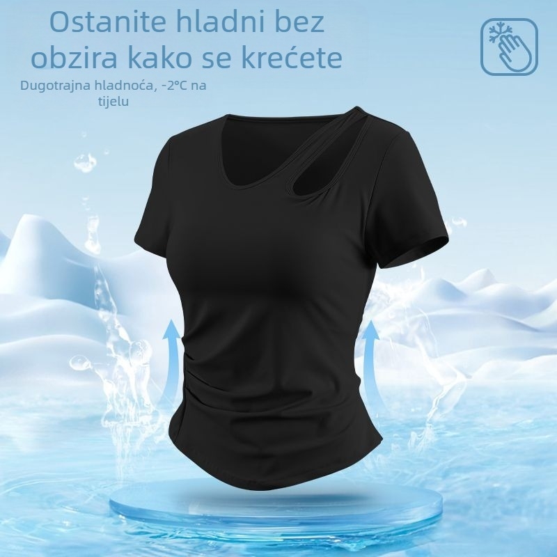 2025 nova ženska odjeća za jogu, uski kroj, kratki rukavi, T-shirt za trčanje i fitness