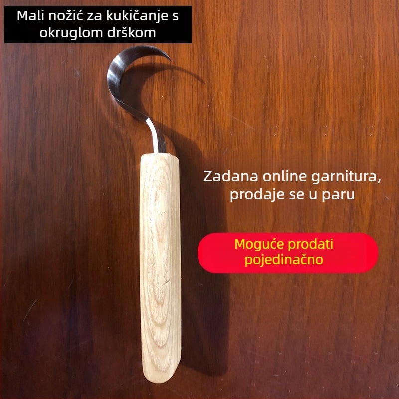 Fraxinus mandshurica set noževa za drvorez: ravne, zakrivljene, kos i mala zakrivljena repna oštrica; uključuje nož za korijensku rezbu