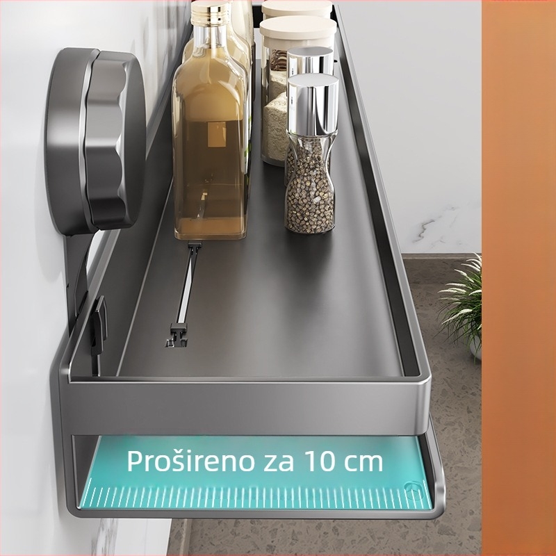 Nova kuhinjska polica za zid bez bušenja s usisnim držačem – višenamjenski organizator za začine i kućanske predmete
