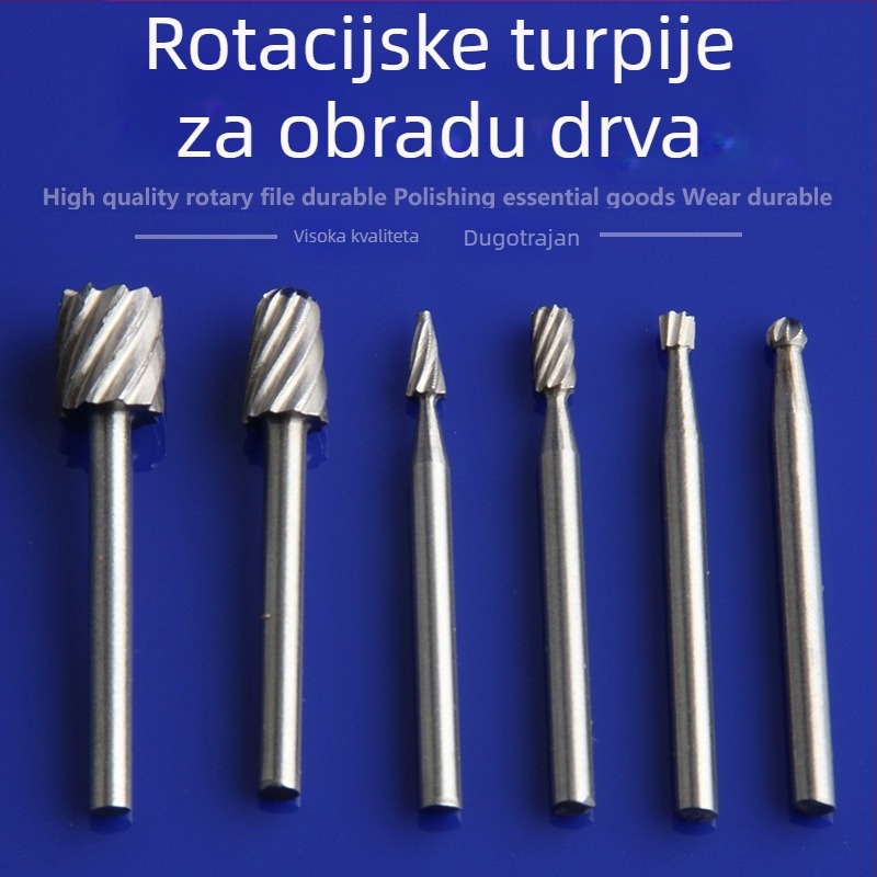Univerzalni set rotirajućih datoteka i freza od visokougljičnog čelika za ručnu bušilicu; mali zubi fajl za obradu drva i rezbarenje korijena – brusni pribor
